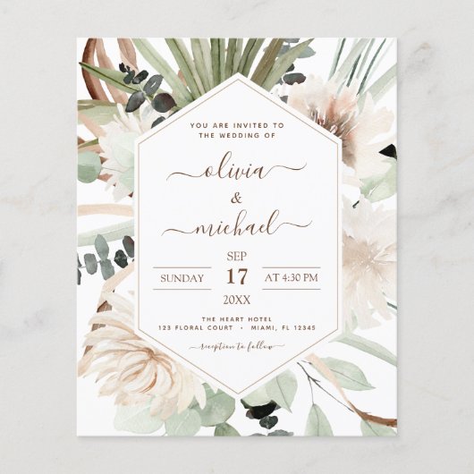 Budget Foto Pampas Grass Boho Wedding Flyer (Vorne)