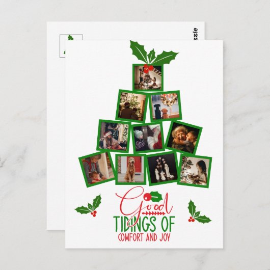 Budget Foto Personalisiert Grüne Weihnachten Postkarte (Vorne/Hinten)