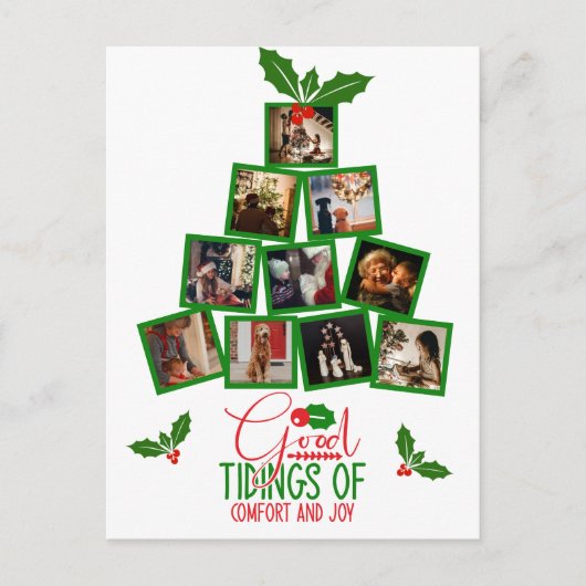 Budget Foto Personalisiert Grüne Weihnachten Postkarte (Vorderseite)