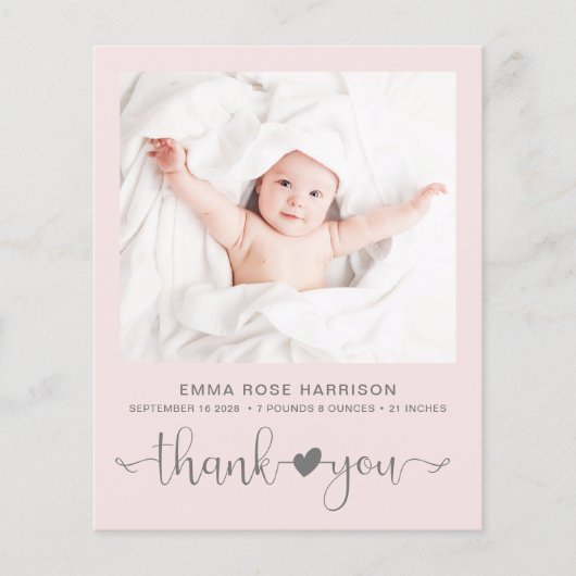 Budget Foto Pink Baby Girl Geburtsankündigung (Vorderseite)