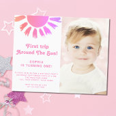 Budget Foto Pink Sun Erster Geburtstag Einladung