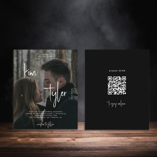 Budget Foto QR-Code alle in einer Hochzeitseinladu