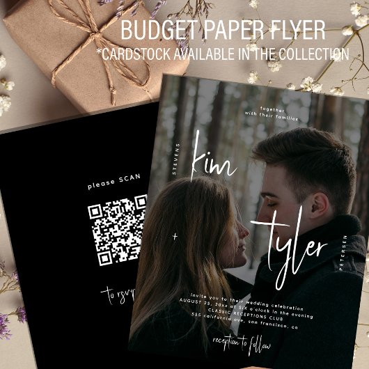 Budget Foto QR-Code alle in einer Hochzeitseinladu Flyer