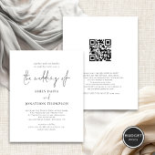 Budget Foto QR Code Elegante Script Wedding Einlad