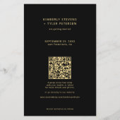Budget Foto QR Code Gold Schwarze Hochzeit rett Da Flyer (Hinten)
