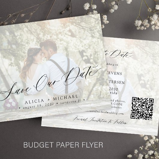 Budget Foto QR CODE Hochzeit Save the Date Flyer