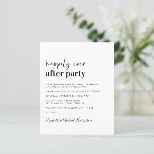 Budget Foto QR Code Hochzeitsempfang Einladung (Stehend Vorderseite)