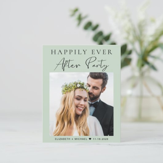 Budget Foto QR Code Hochzeitsempfang Einladung (Stehend Vorderseite)