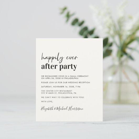 Budget Foto QR Code Hochzeitsempfang Einladung (Stehend Vorderseite)