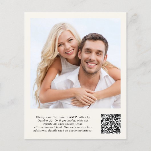 Budget Foto QR Code Hochzeitsempfang Einladung (Rückseite)
