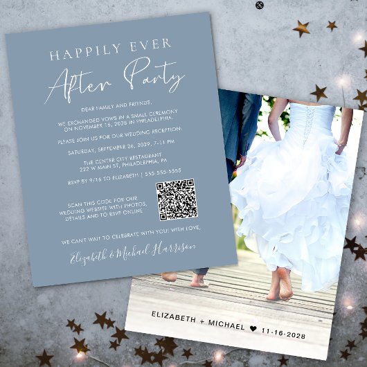 Budget Foto QR Code Hochzeitsempfang Einladung