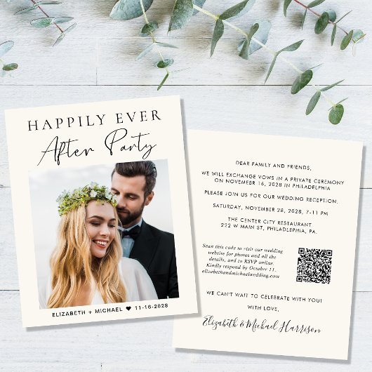 Budget Foto QR Code Hochzeitsempfang Einladung