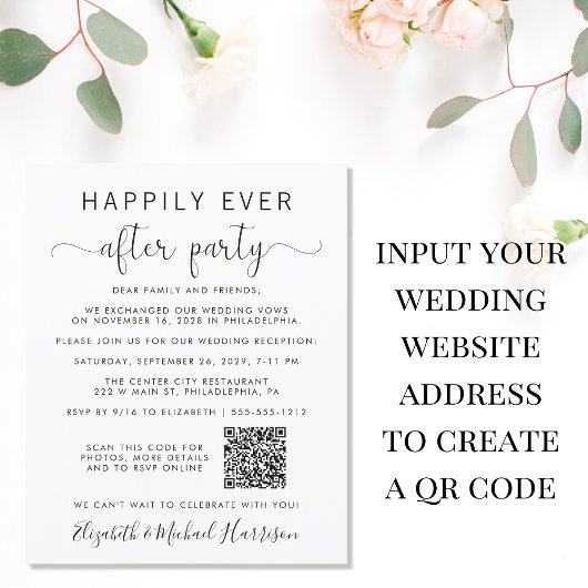 Budget Foto QR Code Hochzeitsempfang Einladung