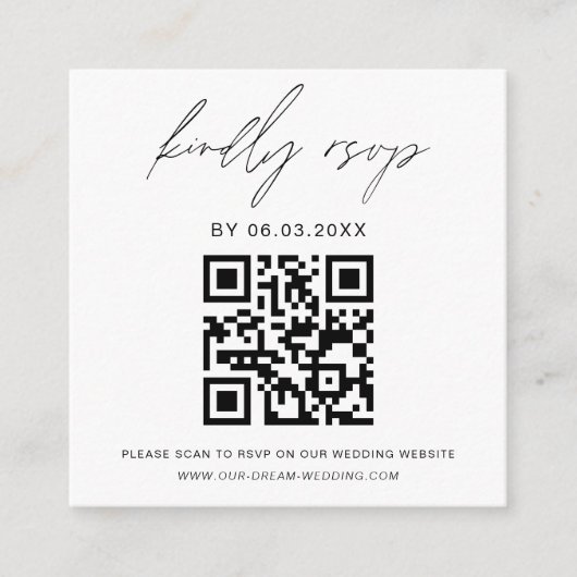 Budget Foto QR Code Minimalistisch UAWG Wedding Begleitkarte (Vorderseite)