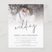 Budget Foto QR Code Moderne Skripthochzeit Einladu (Vorderseite)