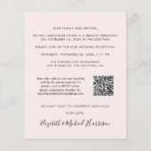 Budget Foto QR Code Rosa Hochzeitsempfang Einladun (Rückseite)