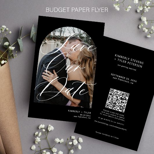 Budget Foto QR CODE Schwarze Hochzeit speichern da Flyer