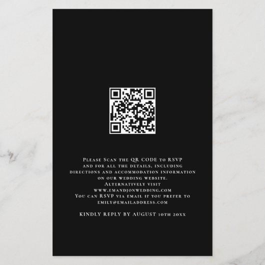 Budget Foto QR Code Skript Hochzeit Black Einladun (Rückseite)
