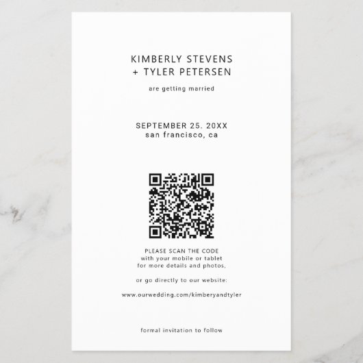 Budget Foto QR CODE Weiße Hochzeit speichern Sie d Flyer (Hinten)