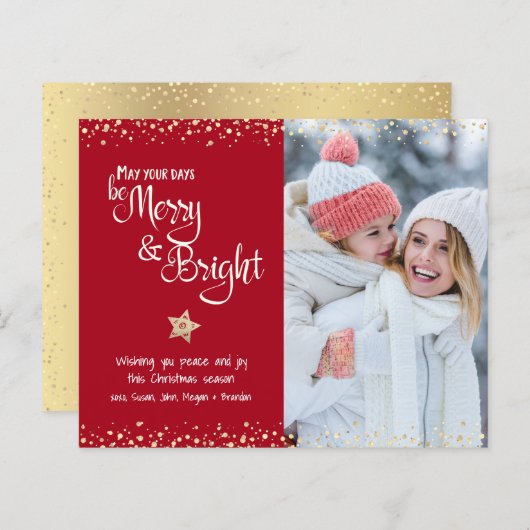 Budget Foto Red Days Be Bright Script Card (Vorne/Hinten)