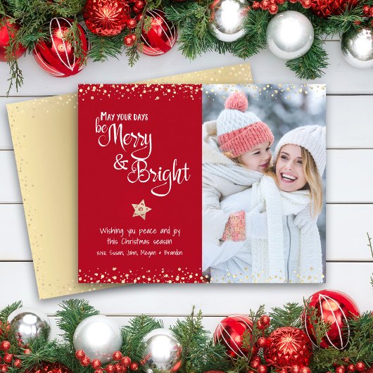 Budget Foto Red Days Be Bright Script Card