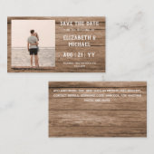 BUDGET Foto Rett Dates Rustic Wood Note Car Mitteilungskarte (Vorne/Hinten)