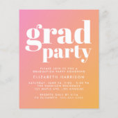 Budget Foto Rosa Orange Graduierungspartei Einladu (Rückseite)