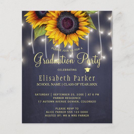 Budget FOTO rustikale Abschlussfeier Einladung (Vorderseite)