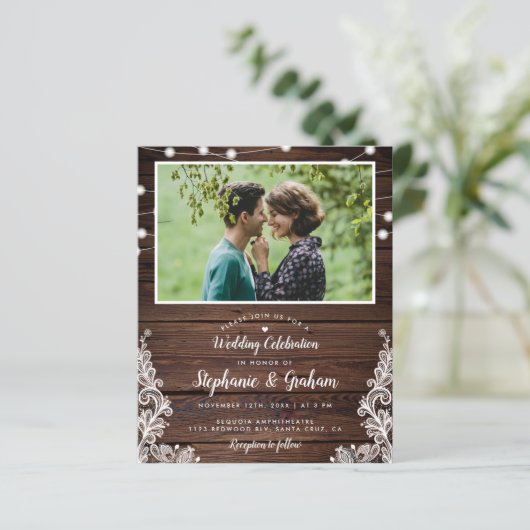 Budget Foto Rustikale String Lights & Lace Wedding (Stehend Vorderseite)