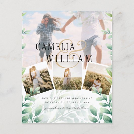 Budget Foto Save the Date Grünflächen Botanisch Flyer (Vorne)