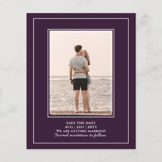 BUDGET-Foto Save the Date Plum Lila Wedding Flyer (Vorne)
