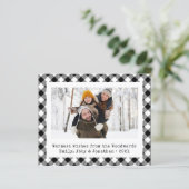 Budget Foto Schwarz-weiß Karierte Ferienkarte (Stehend Vorderseite)