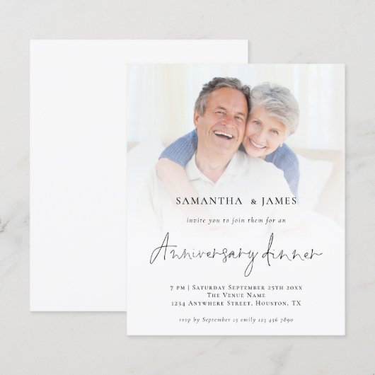Budget Foto Script Anniversary Dinner Einladung (Vorne/Hinten)