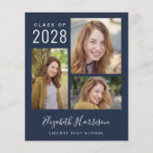 Budget Foto Script Blue Graduation Party Einladung (Vorderseite)