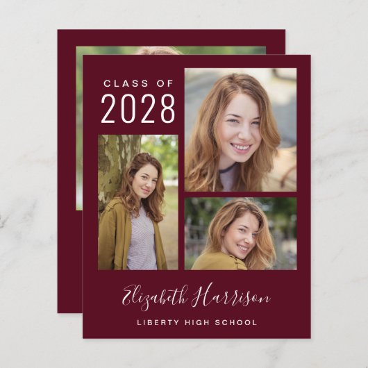 Budget Foto Script Burgundy Graduation Party (Vorne/Hinten)