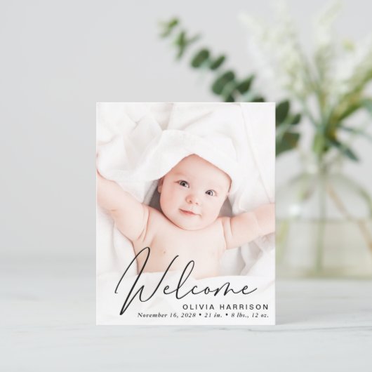 Budget Foto Script Geburtserklärung Ankündigung (Stehend Vorderseite)