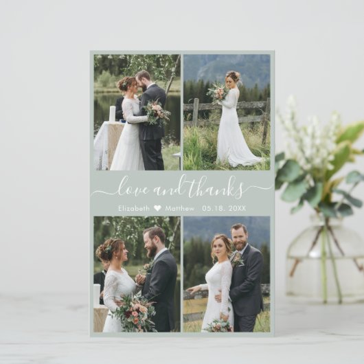 Budget Foto Script Sage Green Wedding Vielen Dank (Stehend Vorderseite)