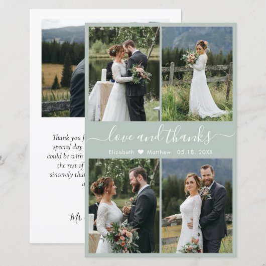Budget Foto Script Sage Green Wedding Vielen Dank (Vorne/Hinten)