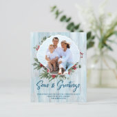Budget Foto Seashell Seas Greetings Holiday Card (Stehend Vorderseite)