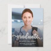 Budget Foto Silver Script Grad Ankündigung (Vorderseite)