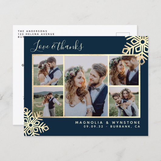 Budget Foto Snowflake Wedding Danke Postcard (Vorne/Hinten)