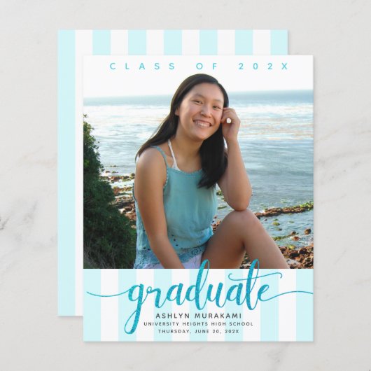 Budget Foto Türkis Drehbuch Abschluss einladen (Vorne/Hinten)