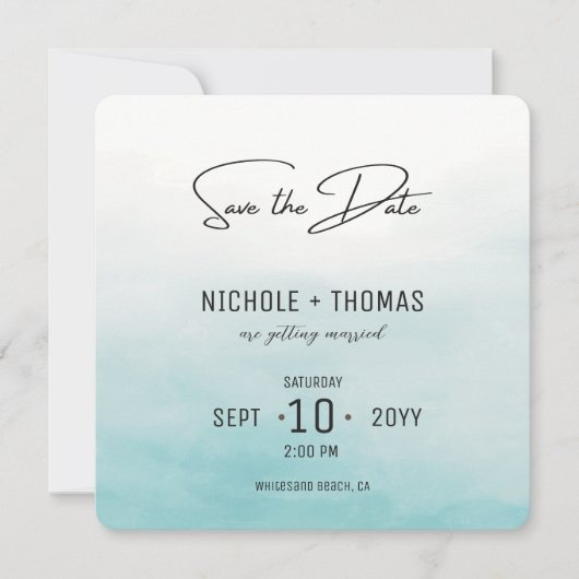 Budget Foto Wasserfarbe Elegante Blush Hochzeit Save The Date (Vorderseite)