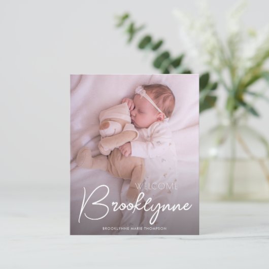 Budget Foto White Script Ankündigung (Stehend Vorderseite)