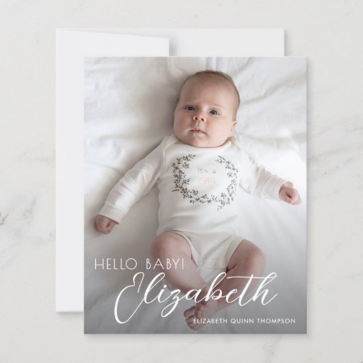 Budget Foto White Script Ankündigung (Vorderseite)