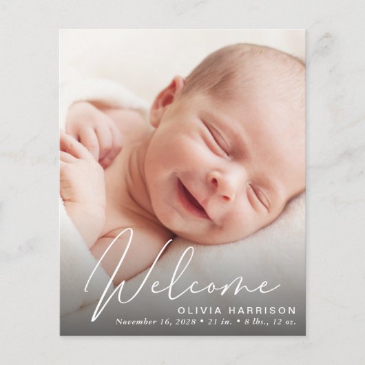 Budget Foto White Script Ankündigung (Vorderseite)