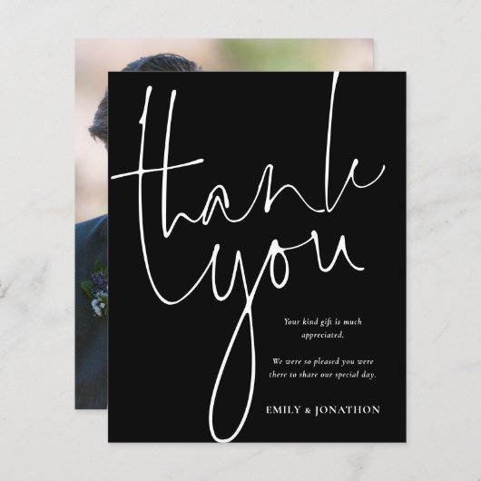 Budget Foto White Script Black Wedding Vielen Dank (Vorne/Hinten)