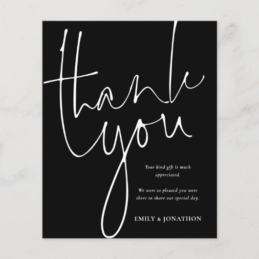 Budget Foto White Script Black Wedding Vielen Dank (Vorderseite)