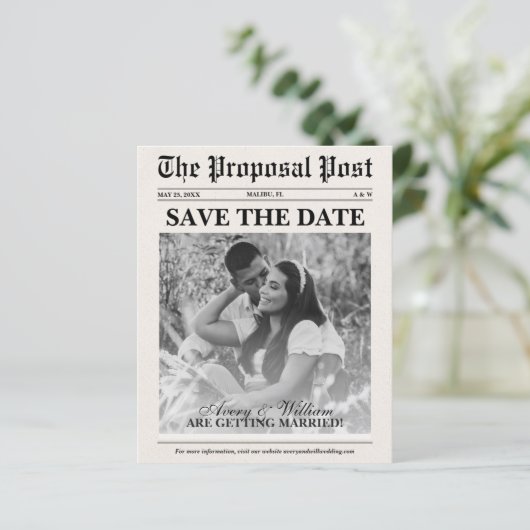 Budget Foto Zeitung Hochzeit sparen das Datum (Stehend Vorderseite)