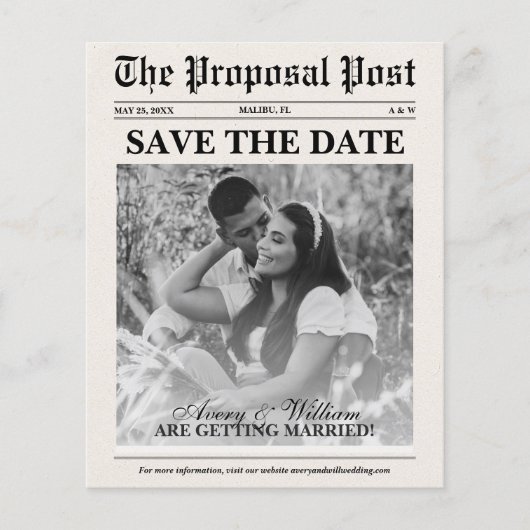 Budget Foto Zeitung Hochzeit sparen das Datum (Vorderseite)